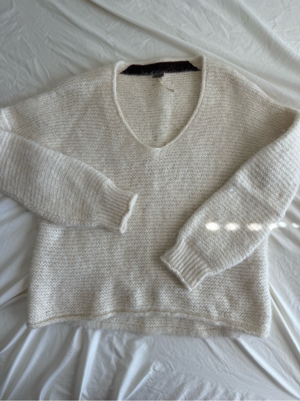 Free People All Mine VNeck Ivory Alpaca Cotton Blend S Cozy Knit Boho